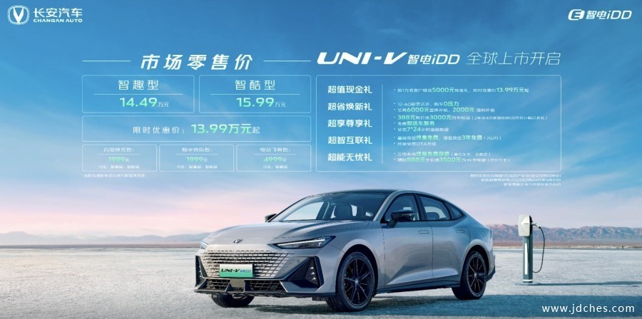 长安UNI-V 智电iDD上市 推出2款车型，售价14.49-15.99万元
